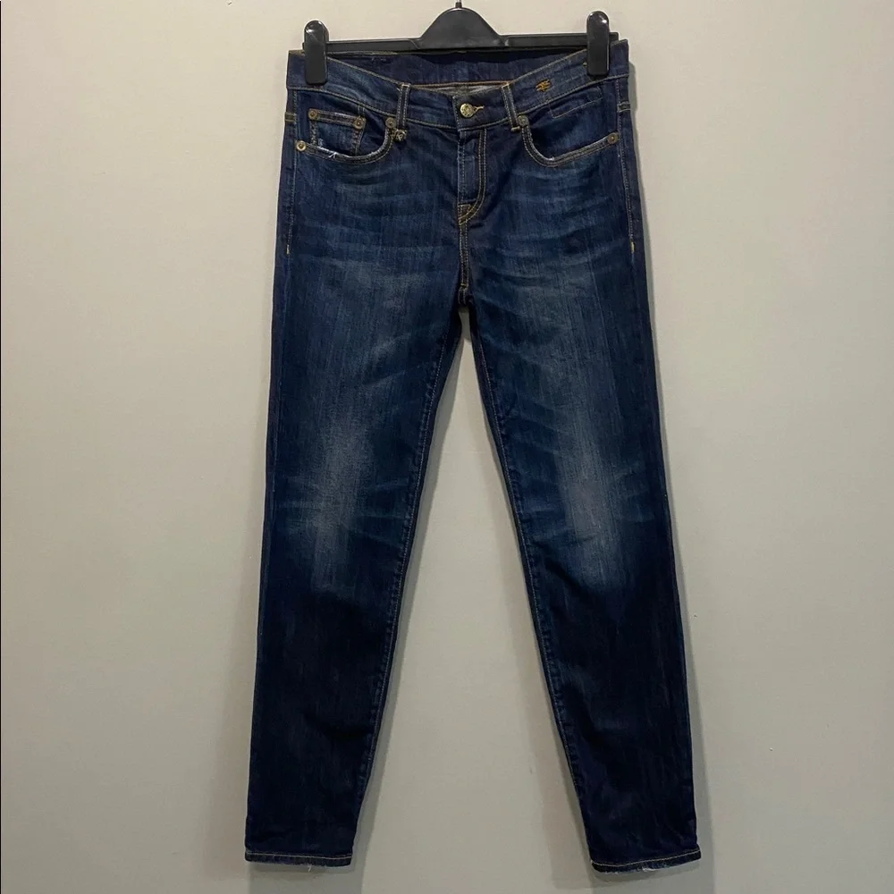 R13 Relaxed Skinny Jeans Blue Made in Italy Sz 25 Tapered Ankle - Picture 2 of 16